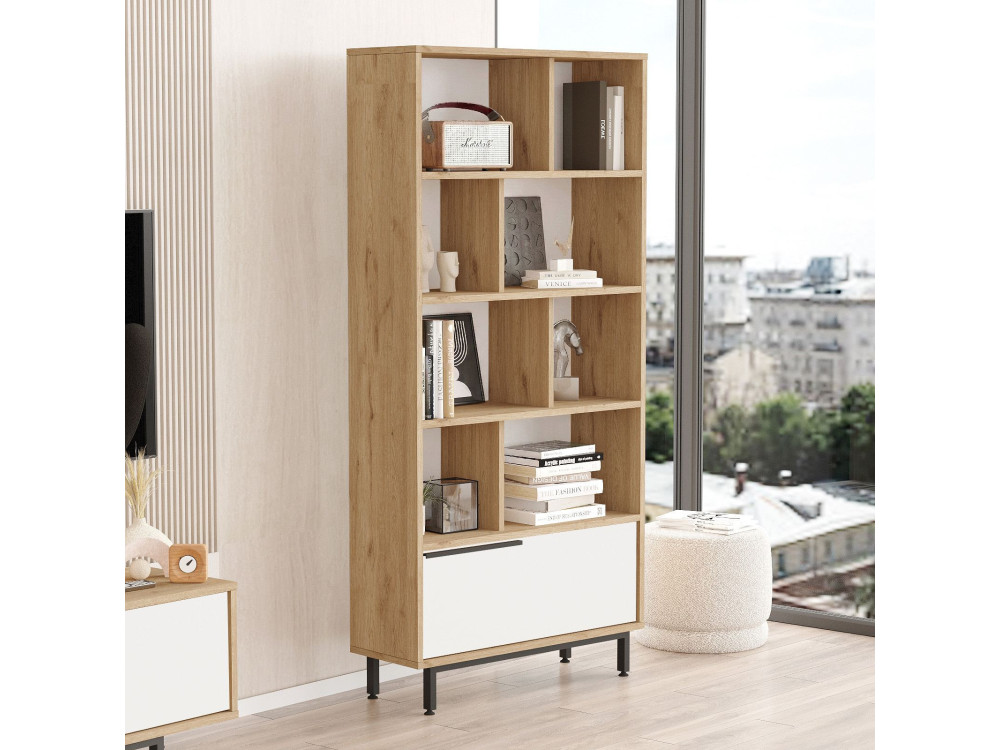ON4-SW" houten boekenkast - 84 x 30 x 176 cm - Wit