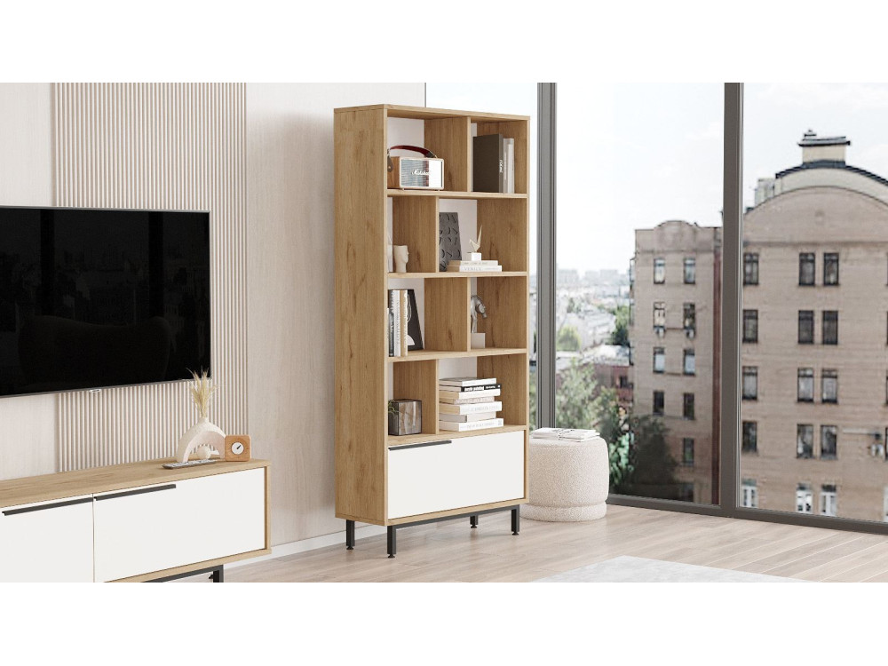 ON4-SW" houten boekenkast - 84 x 30 x 176 cm - Wit