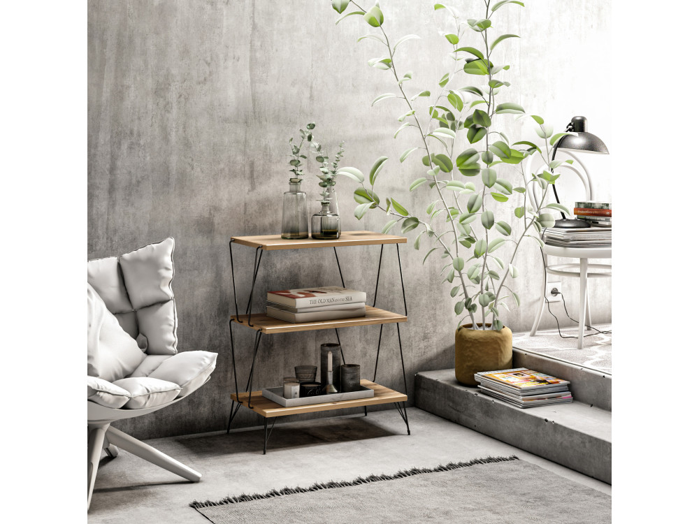 Houten boekenkast "Lazandos" - 46 x 30 x 76 cm - Bruin