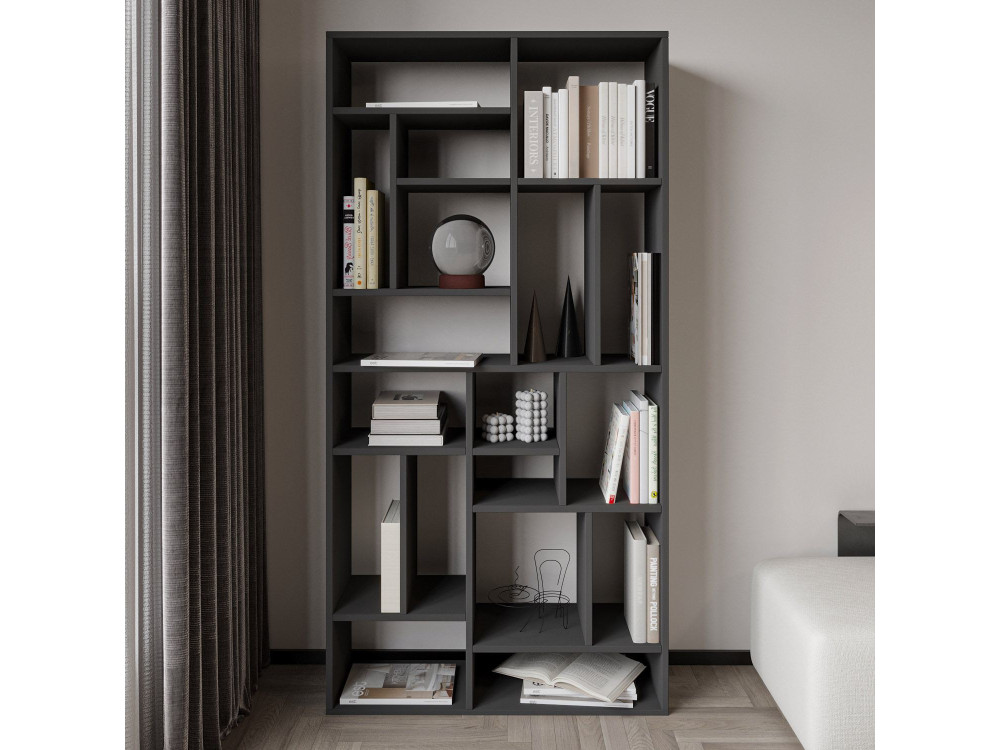 Houten boekenkast "Nicola" - 90 x 30 x 180 cm - Antracietgrijs
