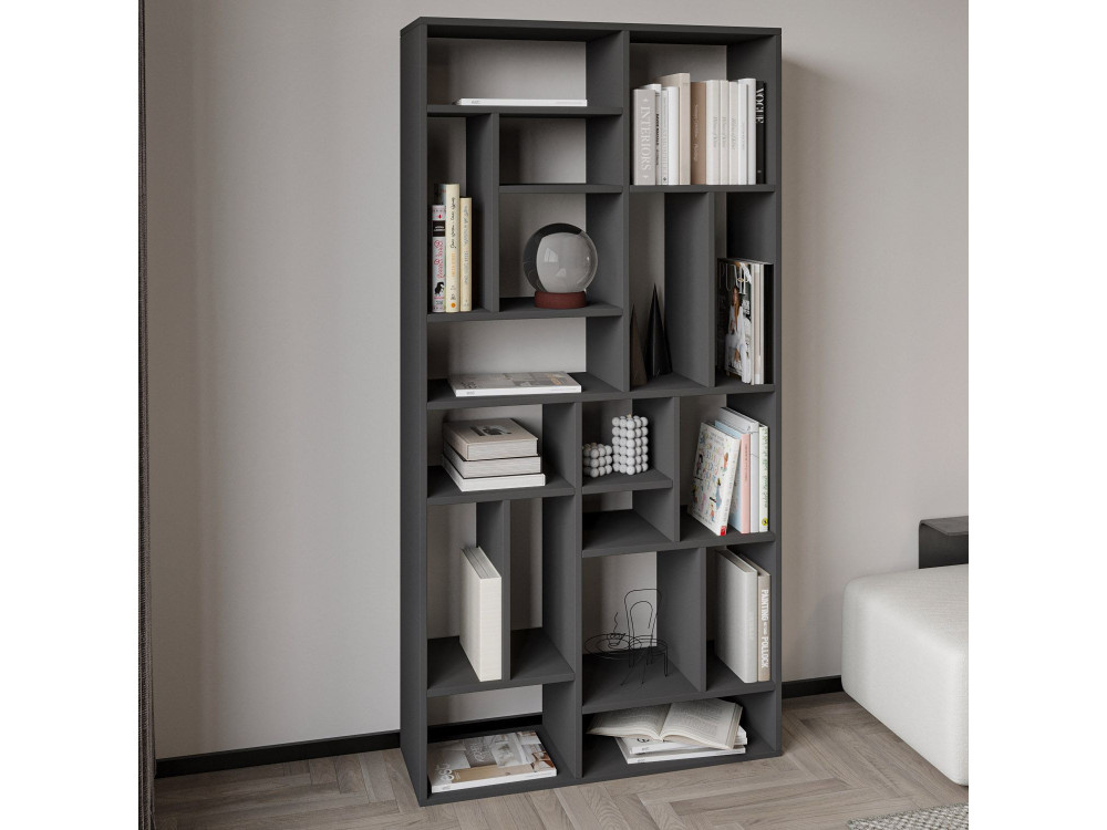 Houten boekenkast "Nicola" - 90 x 30 x 180 cm - Antracietgrijs