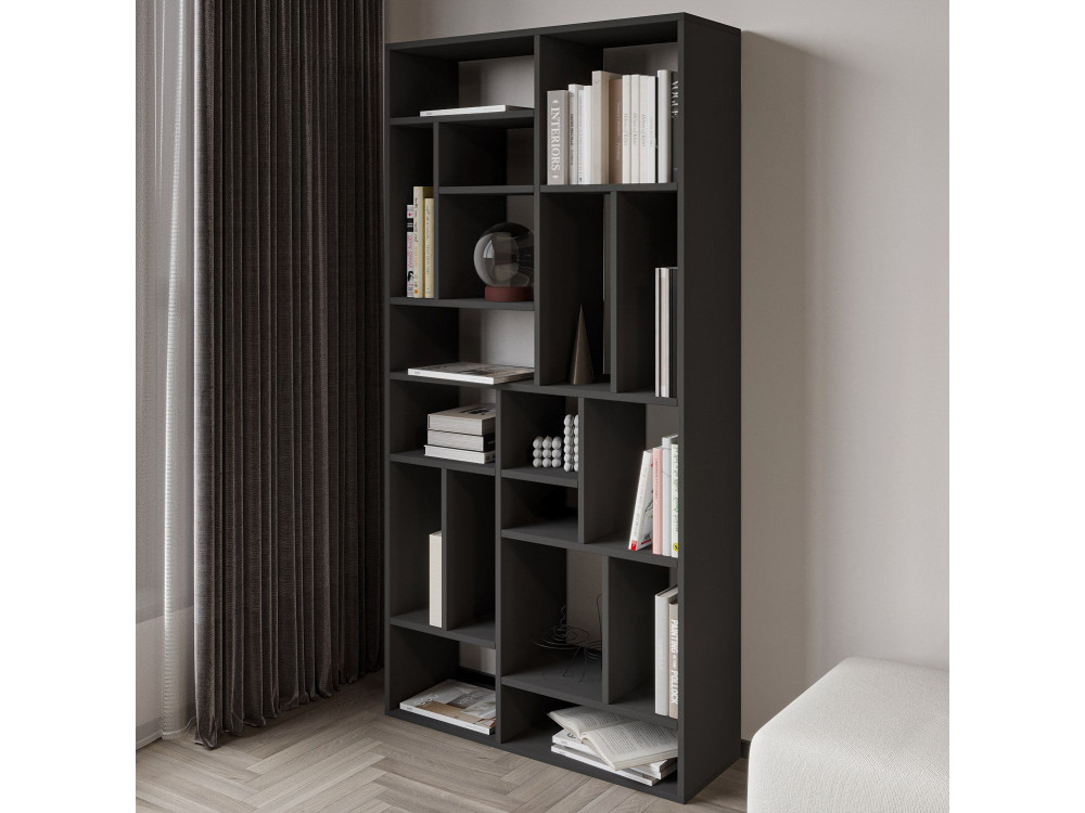 Houten boekenkast "Nicola" - 90 x 30 x 180 cm - Antracietgrijs