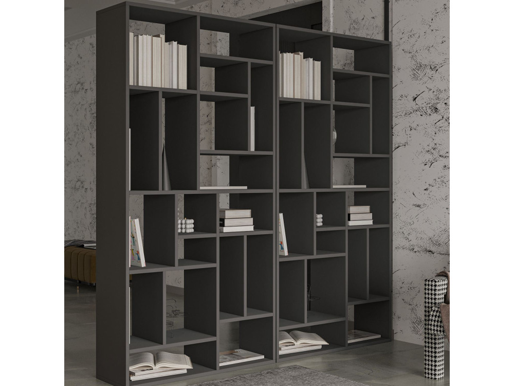 Houten boekenkast "Nicola" - 90 x 30 x 180 cm - Antracietgrijs
