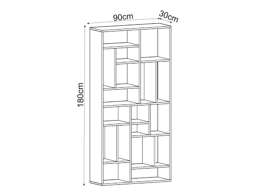 Houten boekenkast "Nicola" - 90 x 30 x 180 cm - Wit