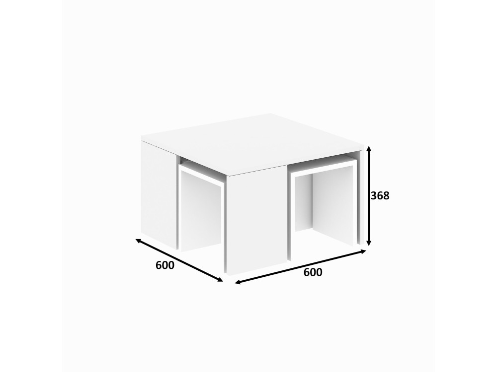 Set houten salontafels "Ortanca" - 60 x 60 x 37 cm - Wit