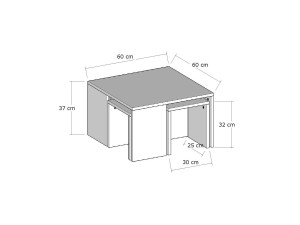 Set houten salontafels "Ortanca" - 60 x 60 x 37 cm - Saffier Eik