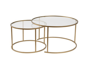 Set van 2 "Aurum" metalen salontafels - 80 x 80 x 43 cm - Transparant Goud