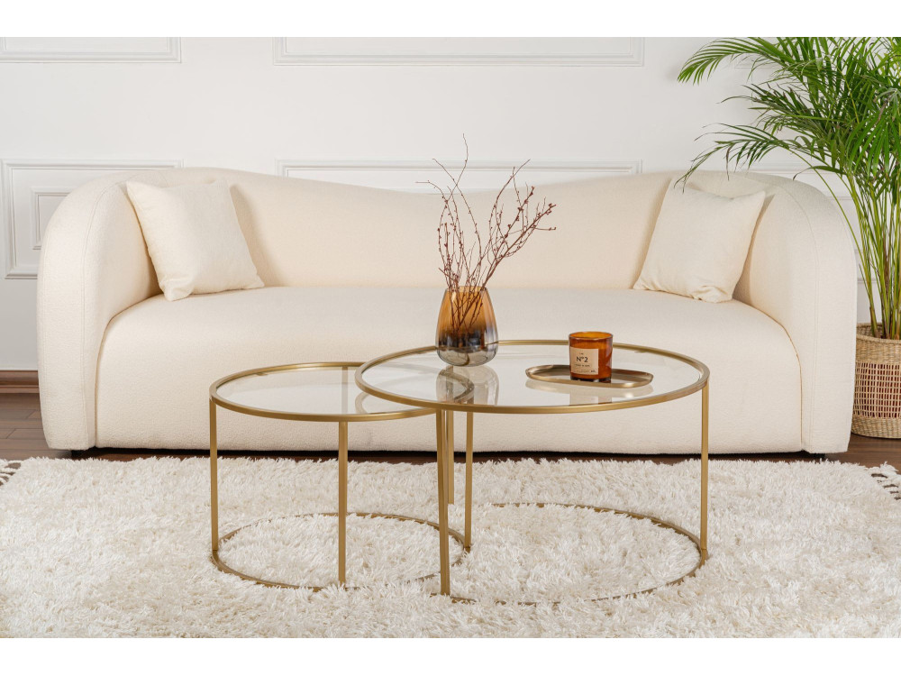 Set van 2 "Aurum" metalen salontafels - 80 x 80 x 43 cm - Transparant Goud