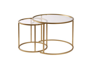 Set van 2 "Aurum" metalen salontafels - 60 x 60 x 43 cm - Transparant Goud