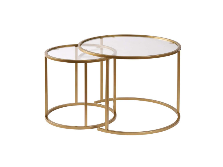 Set van 2 "Aurum" metalen salontafels - 60 x 60 x 43 cm - Transparant Goud