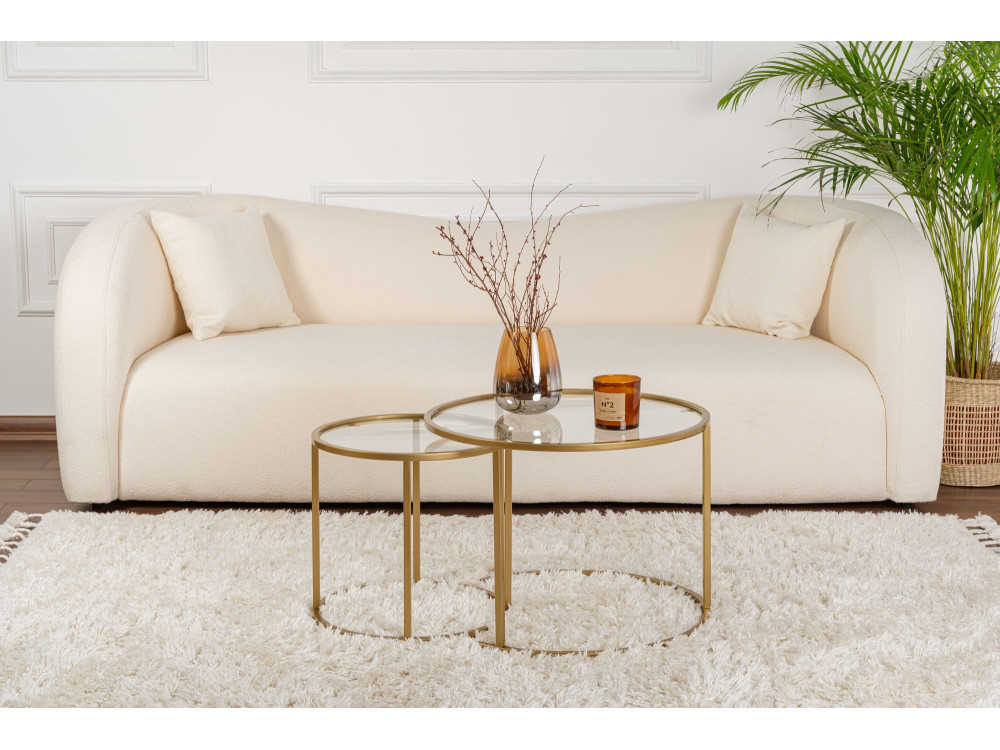Set van 2 "Aurum" metalen salontafels - 60 x 60 x 43 cm - Transparant Goud