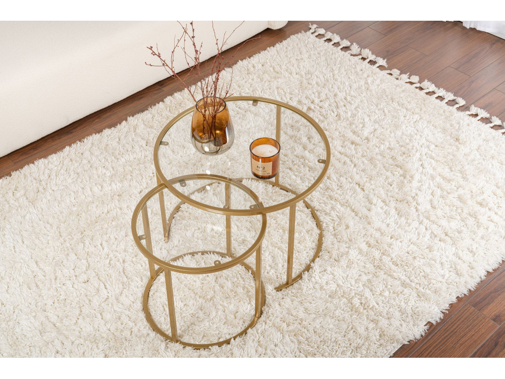 Set van 2 "Aurum" metalen salontafels - 60 x 60 x 43 cm - Transparant Goud