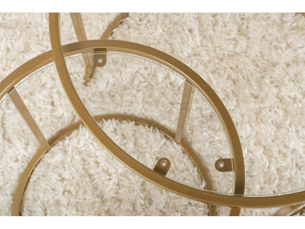 Set van 2 "Aurum" metalen salontafels - 60 x 60 x 43 cm - Transparant Goud