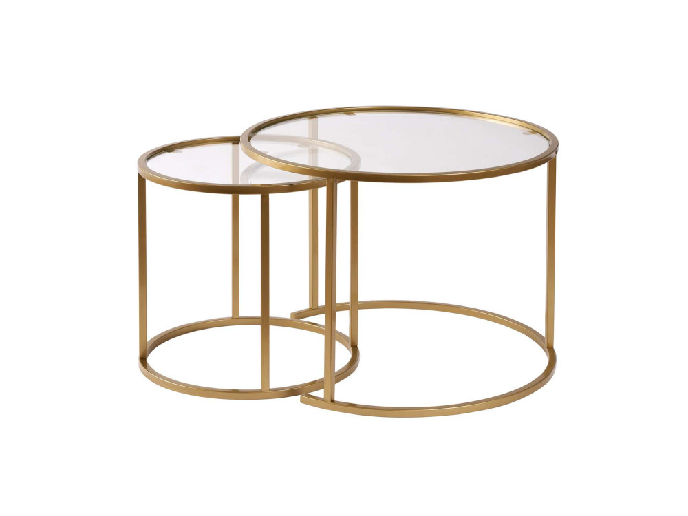 Set van 2 "Aurum" metalen salontafels - 60 x 60 x 43 cm - Transparant Goud
