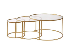 Set van 3 "Aurum" metalen salontafels - 80 x 80 x 43 cm - Transparant Goud
