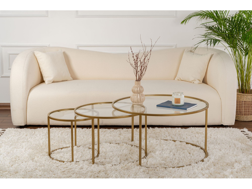 Set van 3 "Aurum" metalen salontafels - 80 x 80 x 43 cm - Transparant Goud
