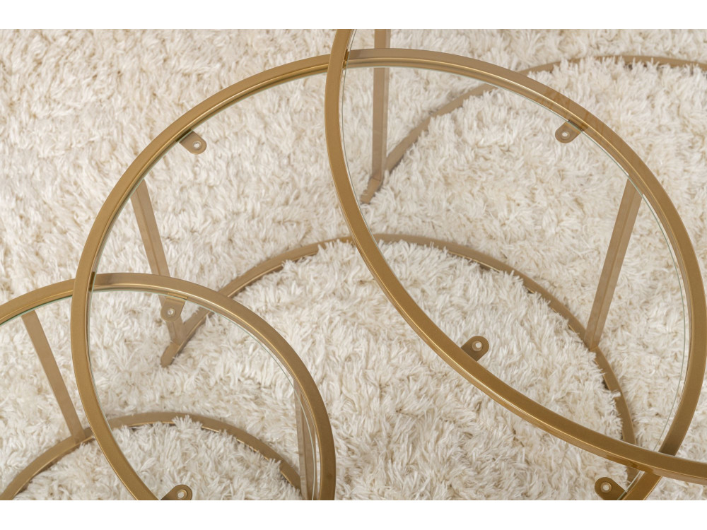 Set van 3 "Aurum" metalen salontafels - 80 x 80 x 43 cm - Transparant Goud