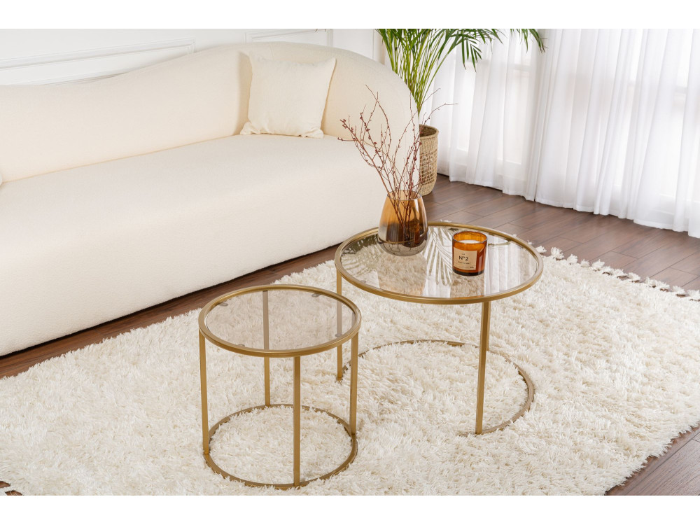 Aurum" metalen salontafel set - 42 x 42 x 39 cm - Goud Brons