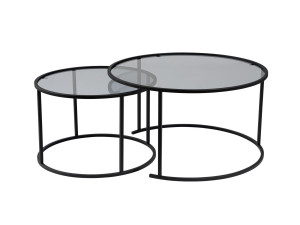 Set van 2 "Aurum" metalen salontafels - 80 x 80 x 43 cm - Zwart Grijs