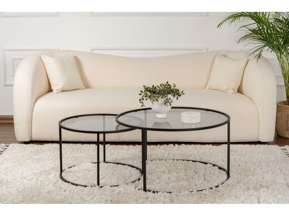 Set van 2 "Aurum" metalen salontafels - 80 x 80 x 43 cm - Zwart Grijs