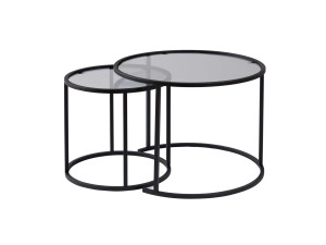 Set van 2 "Aurum" metalen salontafels - 60 x 60 x 43 cm - Zwart Grijs
