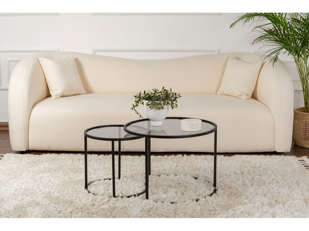 Set van 2 "Aurum" metalen salontafels - 60 x 60 x 43 cm - Zwart Grijs