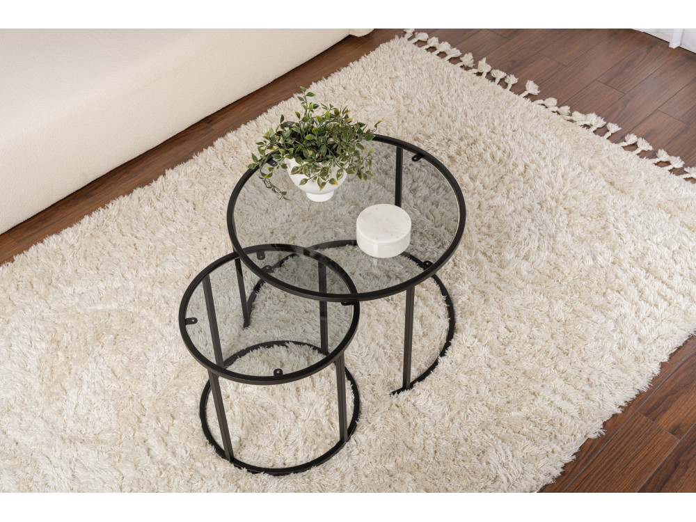 Set van 2 "Aurum" metalen salontafels - 60 x 60 x 43 cm - Zwart Grijs