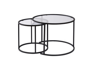 Set van 2 "Aurum" metalen salontafels - 60 x 60 x 43 cm - Zwart Transparant