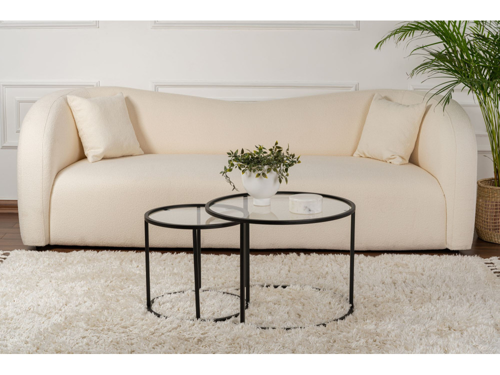 Set van 2 "Aurum" metalen salontafels - 60 x 60 x 43 cm - Zwart Transparant