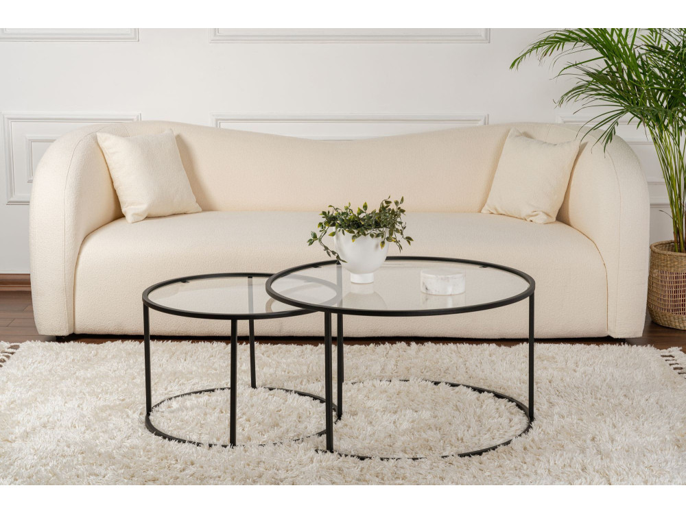 Set van 2 "Aurum" metalen salontafels - 80 x 80 x 43 cm - Zwart Transparant