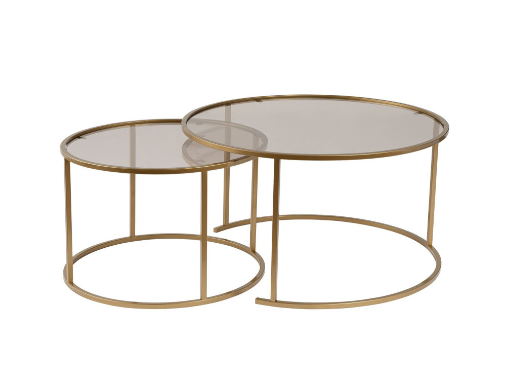 Set van 2 "Aurum" metalen salontafels - 80 x 80 x 43 cm - Goud Brons