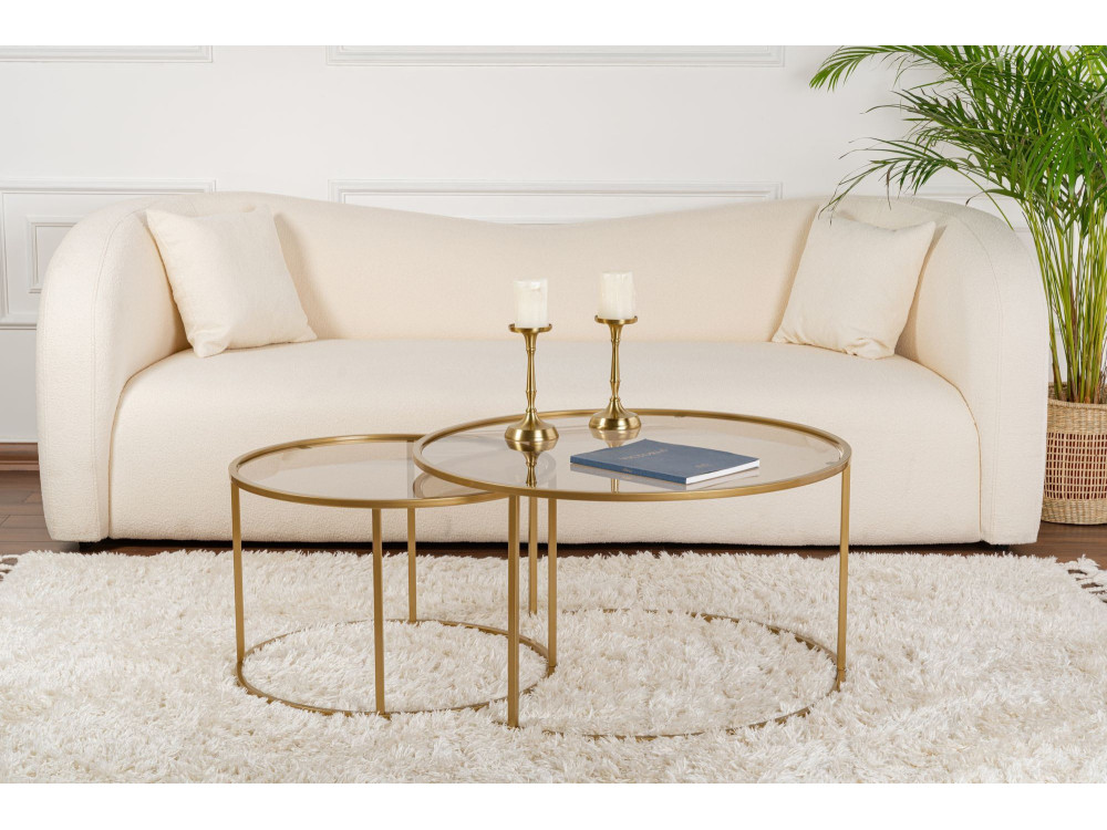 Set van 2 "Aurum" metalen salontafels - 80 x 80 x 43 cm - Goud Brons