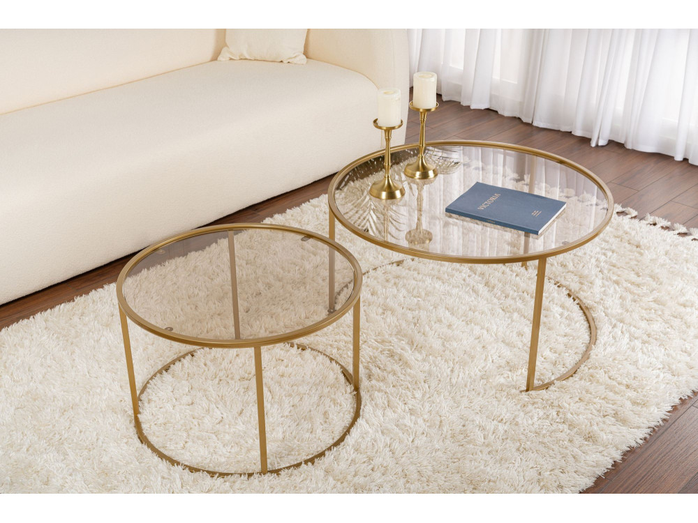 Set van 2 "Aurum" metalen salontafels - 80 x 80 x 43 cm - Goud Brons