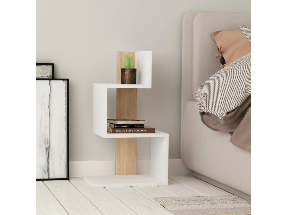 Houten bijzettafel "Rosie" - 42 x 30 x 72 cm - Wit eiken