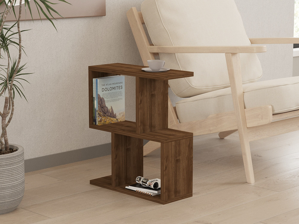 Houten bijzettafel "Zet" - 45 x 17 x 51 cm - Notelaar