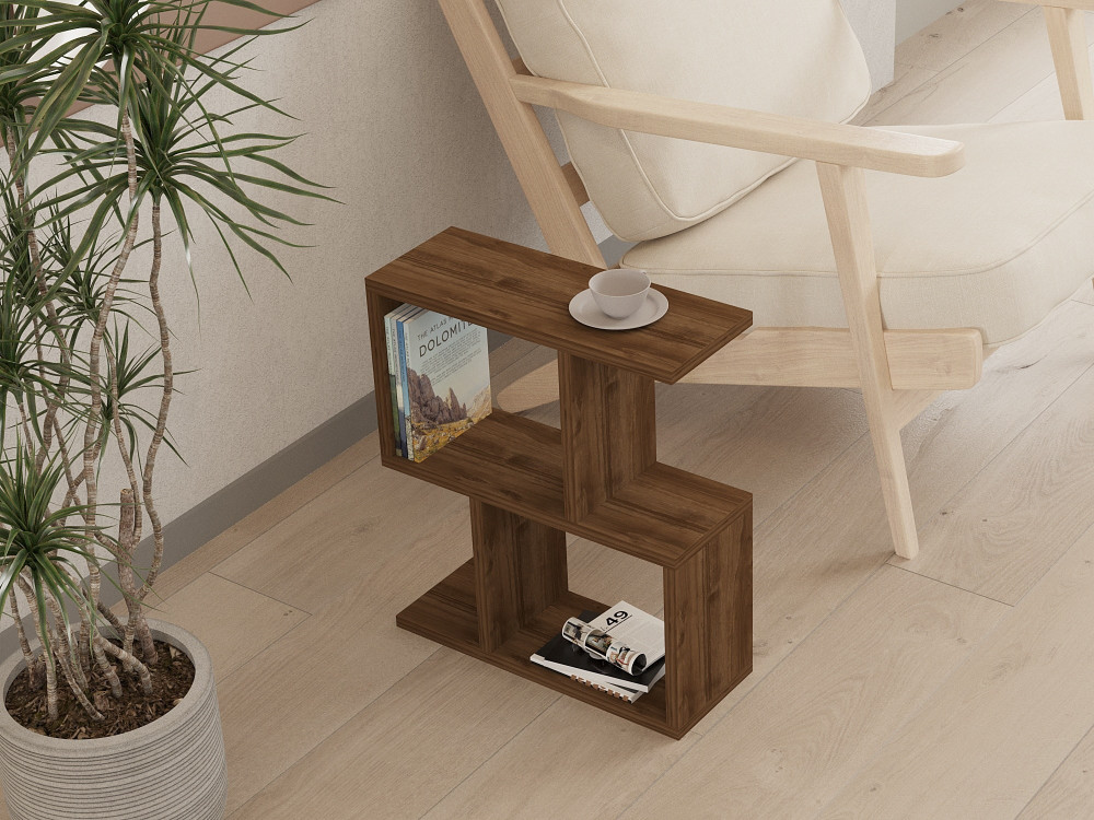 Houten bijzettafel "Zet" - 45 x 17 x 51 cm - Notelaar