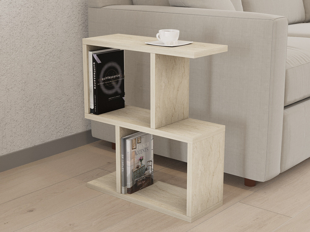 Houten bijzettafel "Zet" - 45 x 17 x 51 cm - Travertin