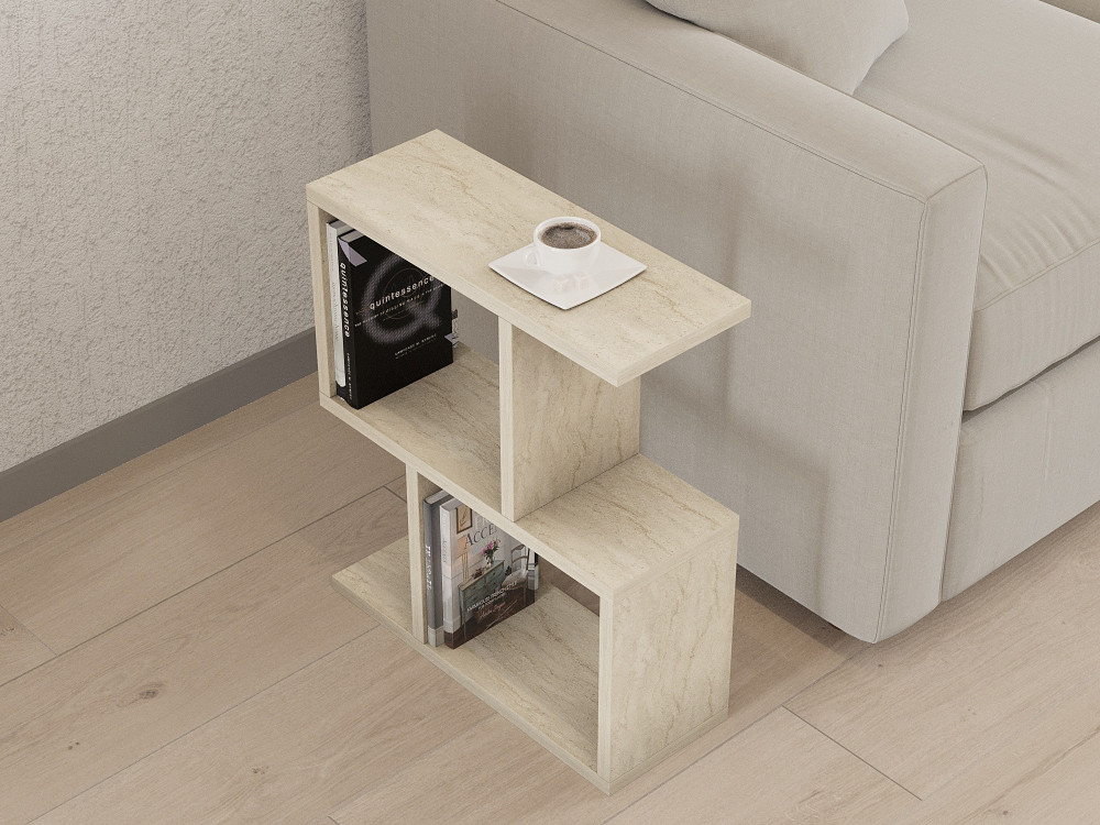 Houten bijzettafel "Zet" - 45 x 17 x 51 cm - Travertin