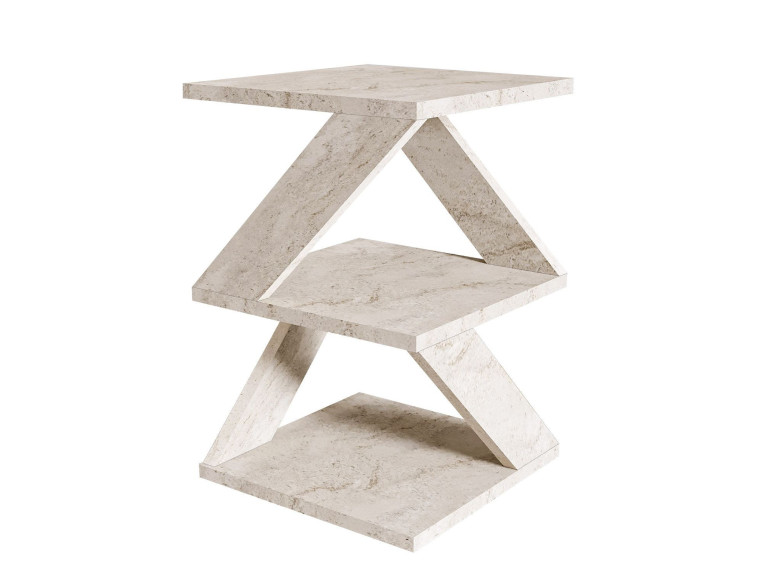 Houten bijzettafel "Albeni" - 29 x 29 x 54 cm - Travertin