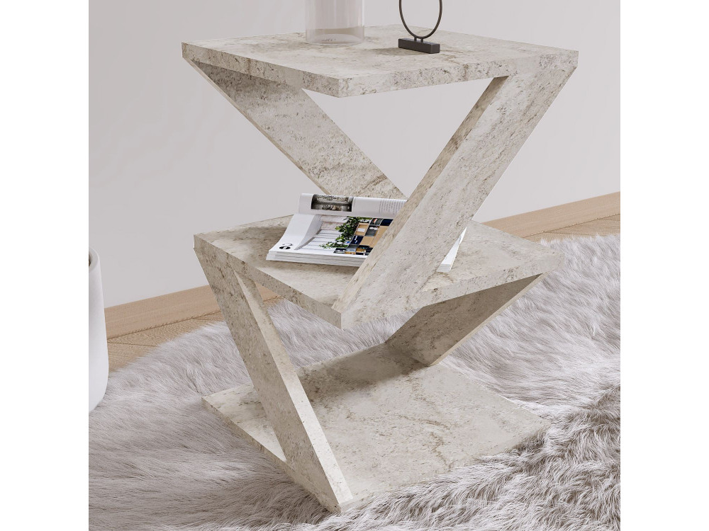 Houten bijzettafel "Albeni" - 29 x 29 x 54 cm - Travertin