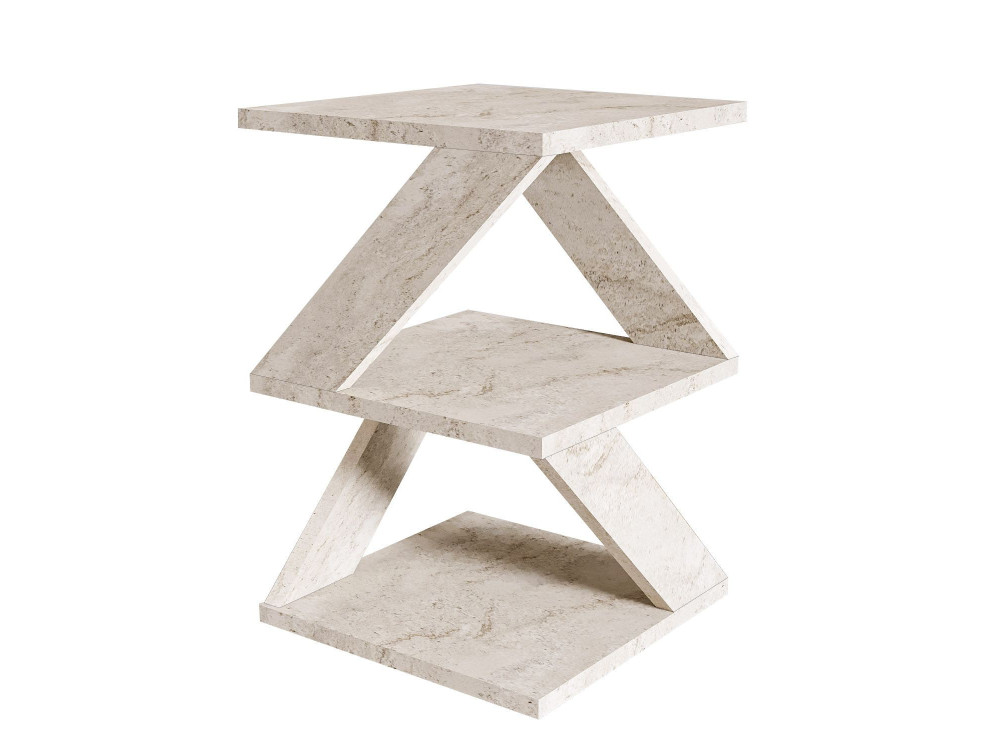 Houten bijzettafel "Albeni" - 29 x 29 x 54 cm - Travertin