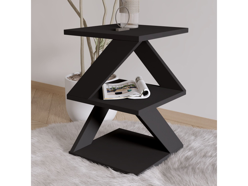 Houten bijzettafel "Albeni" - 29 x 29 x 54 cm - Zwart