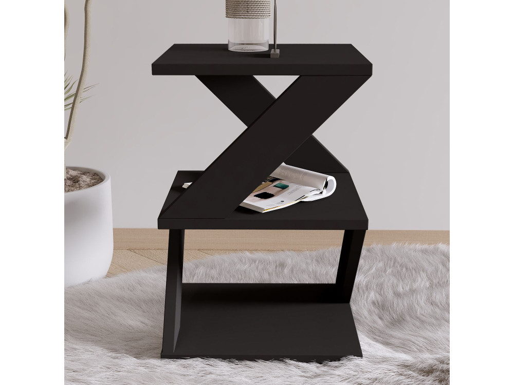 Houten bijzettafel "Albeni" - 29 x 29 x 54 cm - Zwart