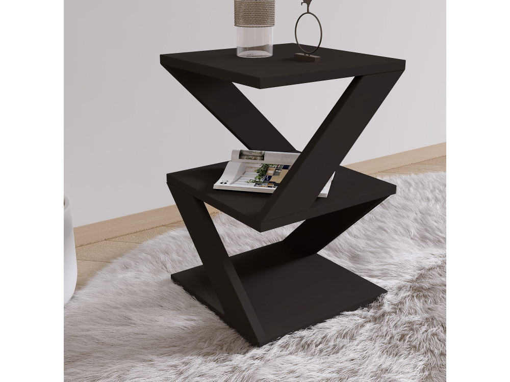 Houten bijzettafel "Albeni" - 29 x 29 x 54 cm - Zwart