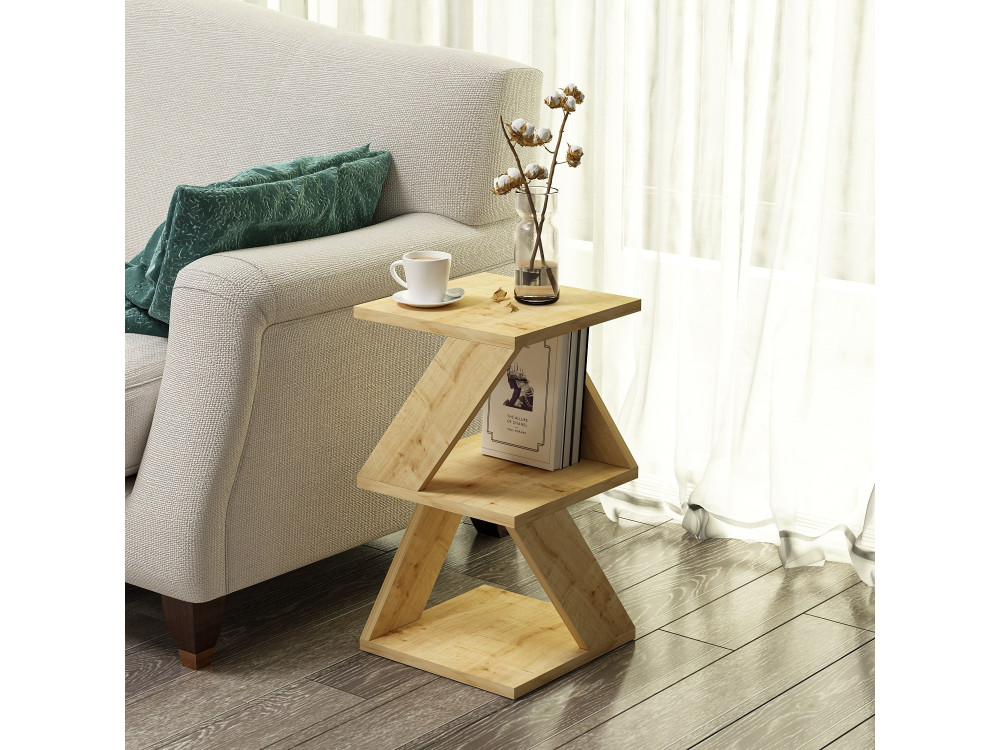 Houten bijzettafel "Albeni" - 30 x 30 x 50 cm - Saffier Eik