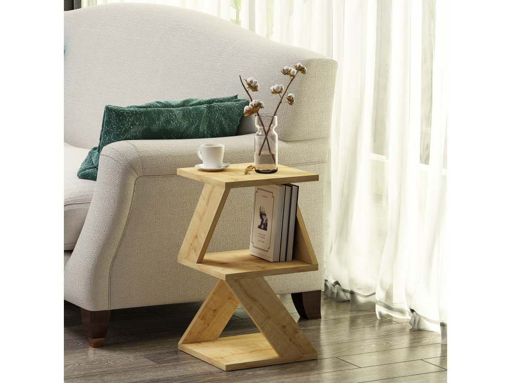 Houten bijzettafel "Albeni" - 30 x 30 x 50 cm - Saffier Eik