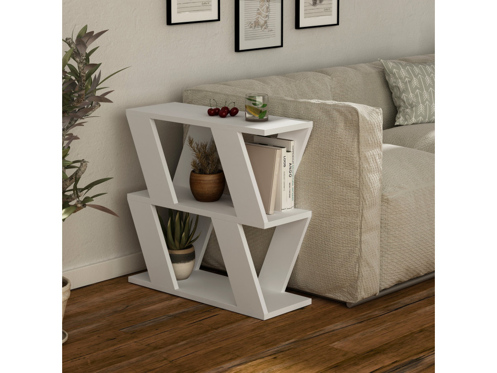 Houten bijzettafel "Lazena" - 60 x 22 x 57 cm - Wit