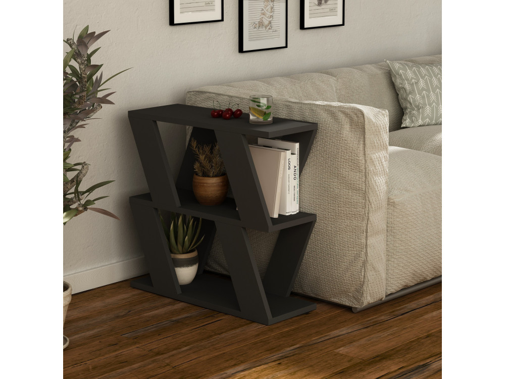 Houten bijzettafel "Lazena" - 60 x 22 x 57 cm - Antraciet