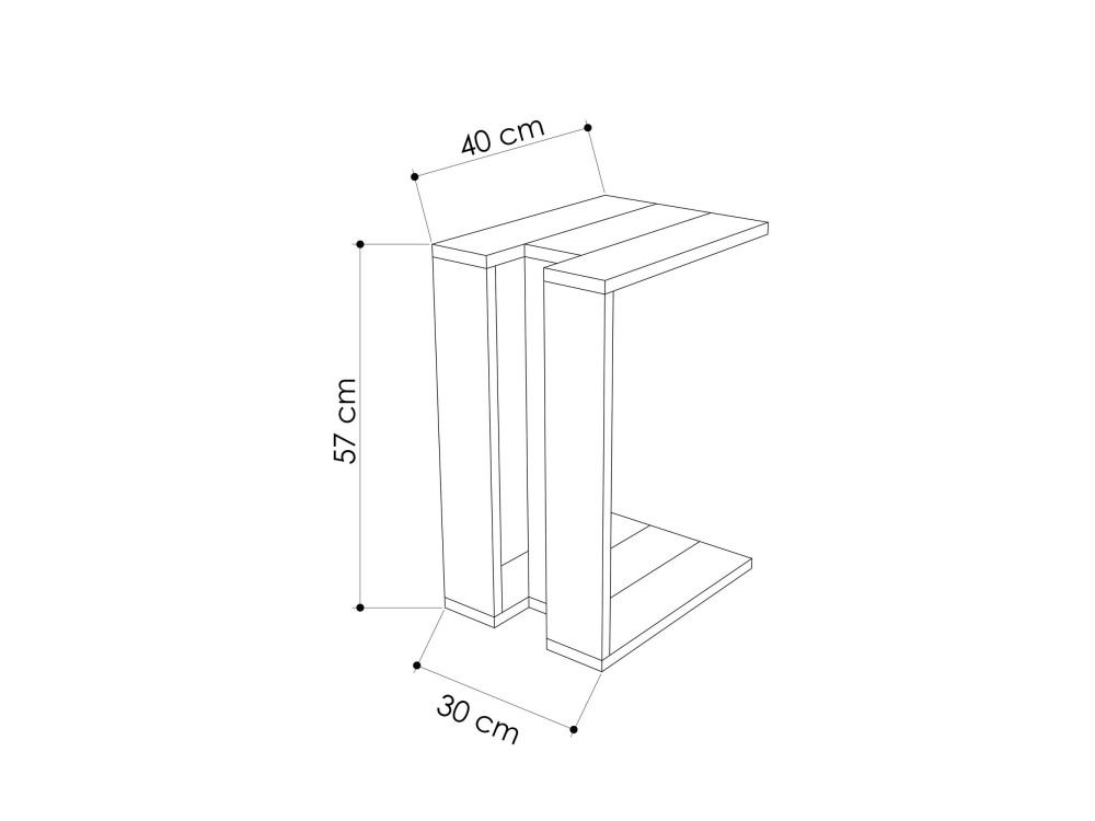 Muju" houten bijzettafel - 30 x 40 x 57 cm - Eiken-Anthraciet
