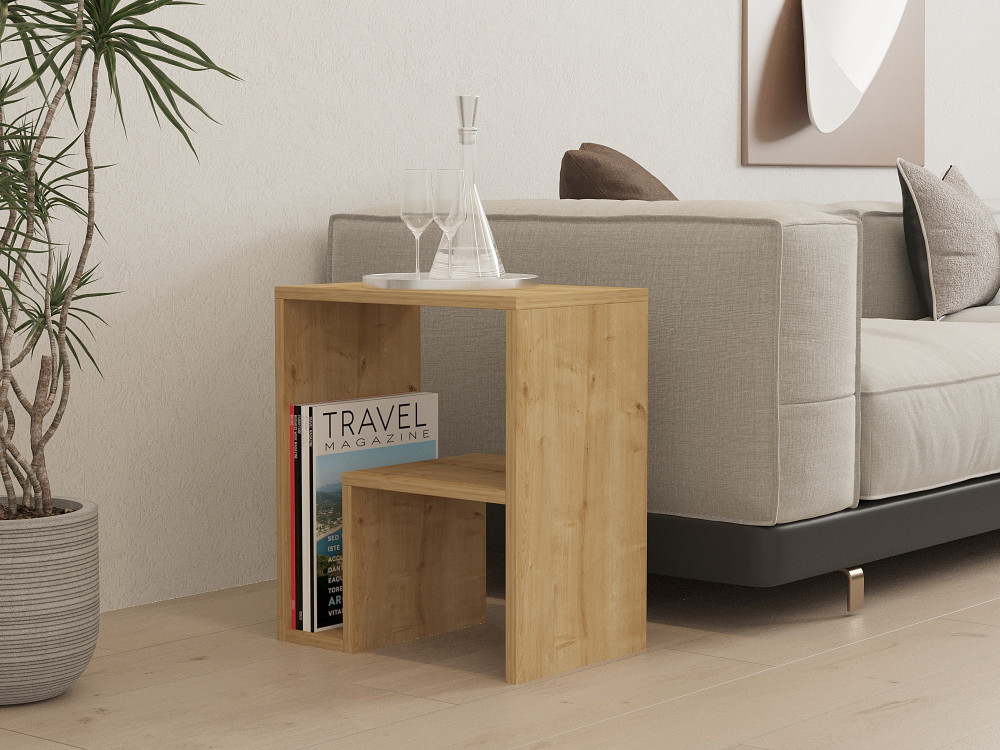 Houten bijzettafel "Yepa" - 45 x 29 x 51 cm - Saffier Eik